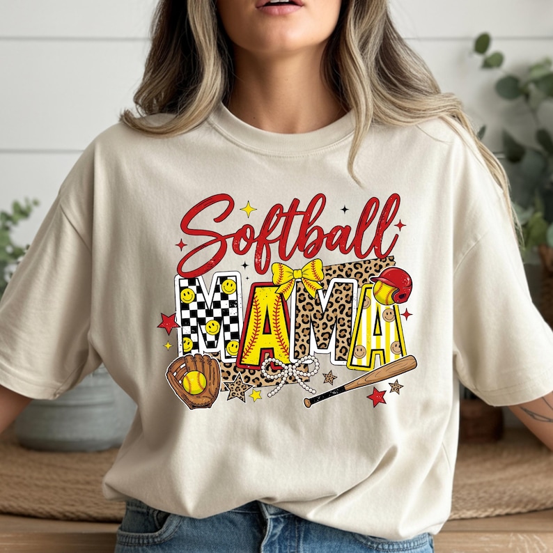 Retro Softball Mama Shirt, Comfort Colors Cotton Tee Bild 5