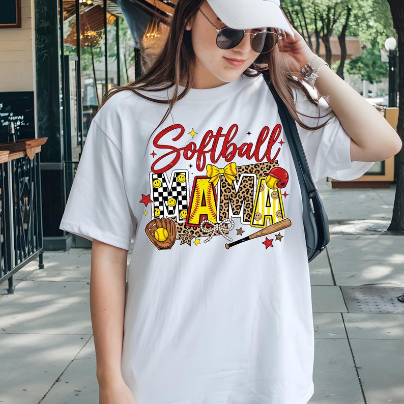 Retro Softball Mama Shirt, Comfort Colors Cotton Tee Bild 4