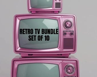 Clipart TV retrò: immagini PNG di televisori d'epoca (download digitale)