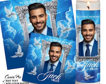 Pacote de velas comemorativas editáveis, Em memória amorosa, Design de memorial digital, Celebração da vida, Download instantâneo, Canva PDF
