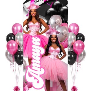 Editable Pink Black Silver Graduation Banner Template, Class of2026 Graduate Banner (Digital Download)