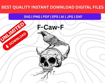 Funny Gothic Raven Design, Crow Digital Art (SVG, PNG, PDF)