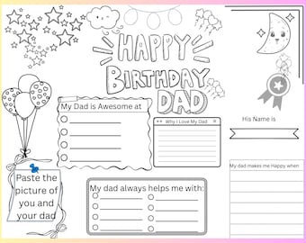 Paradiso per il compleanno di papà, compleanno papà calcio noi compleanno papà immagini biglietto pagina da colorare: attività per bambini, regalo stampabile LETTERA USA (download PDF)
