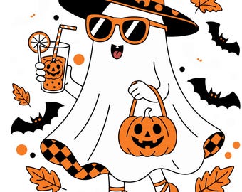 Funny Halloween Ghost Pumpkin PNG, Spooky Bougie Season