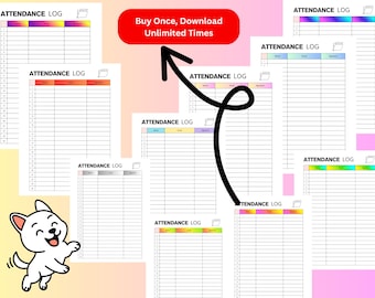 Colorful Attendance Log Printable | Classroom, Office, Homeschool (Digital Download)