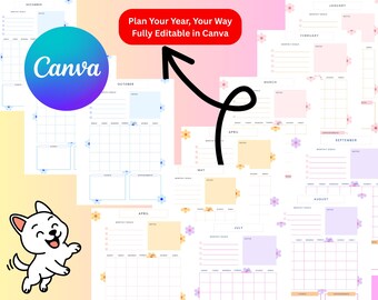 2026 Yearly Planner Canva Template | Printable Annual Organizer (Digital Download)