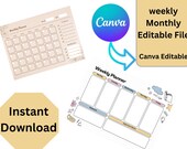 Editable Weekly Monthly Schedule, Kids Family Planner (Digital Download)