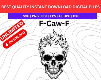 F-Caw-F Gothic Raven Skull SVG, Funny Bird Clipart (Digital Download)