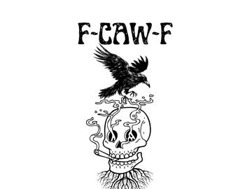 Funny Gothic Raven Skull Design, F-Caw-F Clipart (Digital Files)