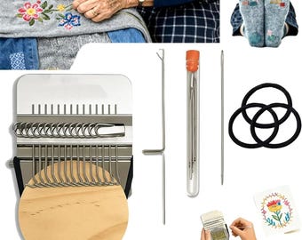 PatchMaker 2.0 Knit Patch Loom Kit | Mini Darning & Weaving Tool for Clothing Repair | Beginner Sewing Craft Kit
