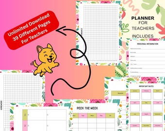 Teacher Planner Printable, Weekly, Daily Lesson Plans (Digital PDF Bundle)