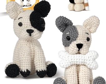 Crochet Kit for Beginners Animal | French Bulldog Crochet Starter Kit | Step by Step Video Tutorials | 2 Pack DIY Crochet Kit
