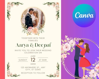 Elegante plantilla de invitación para boda musulmana (descarga digital)