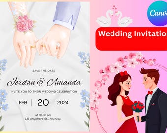 Plantilla de invitación de boda floral (editable)