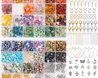 Crystal Chip Bead Kit, 40 Colors Gemstone Beads, Jewelry Making