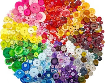 Botones de resina surtidos para manualidades, 500-700 unidades, colores variados, botones de costura de 2 y 4 agujeros para manualidades y proyectos infantiles.