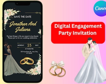 Elegant Engagement Party Invitation, Electronic Text Invite (Digital Download)