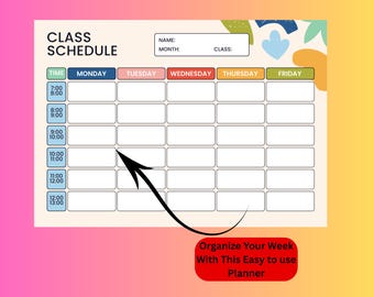 Agenda scolastica settimanale / Agenda colorata per studenti / Diversi temi e stili / Organizzatore di studio stampabile
