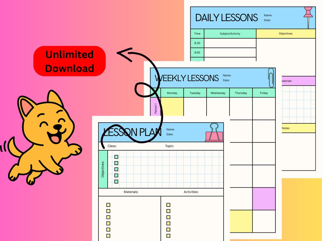 Printable Teacher Planner Bundle | Lesson Plan & Activity Pages (digital PDF) - Etsy