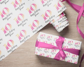 Individuell gestaltete Geschenkverpackung zum Geburtstag / Personalisierte Verpackung zum 5./10./20./30./50. Geburtstag / Geschenkverpackung für Geburtstagsgeschenke / Dekoratives Papier mit der Aufschrift „Alles Gute zum Geburtstag“