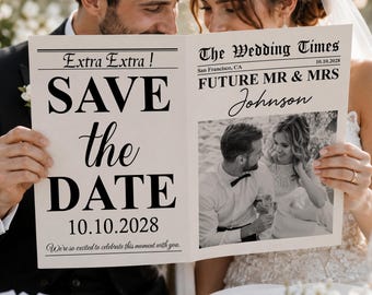 Custom Photo Wedding Save the Date Newspaper | Printed Anniversary Announcement | Bulk Engagement Ceremony Newspapers | Photoshoot Newspaper