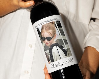 Vintage Birthday Wine Label/Personalized Wine Bottle Label for Birthday Party/20th Birthday Champagne Label/Milestone Birthday/Birthday Gift