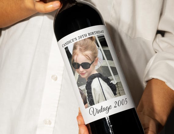 Vintage Birthday Wine Label/Personalized Wine Bottle Label for Birthday Party/20th Birthday Champagne Label/Milestone Birthday/Birthday Gift