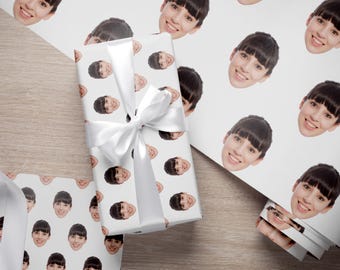 Benutzerdefiniertes Fotogeschenkpapier, lustiges Gesichtsdruck-Geschenkpapier, Geburtstagsgeschenkpapier, personalisiertes Verpackungspapier mit Foto, Feiertagspapier