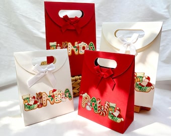 Naam kersttassen, aangepaste papieren inpakzak voor kerst, gepersonaliseerde kerstcadeautas, bulk kerstavondtassen, gunsten voor de feestdagen
