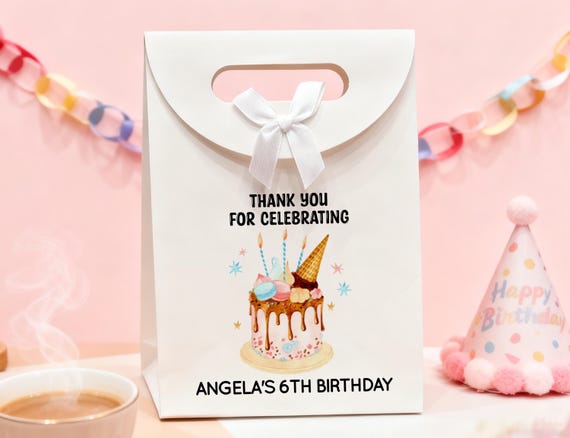 Bulk Custom Gift Bags Birthday/Kid Party Goodie Bag/Personalized Birthday Party Gift Bag/Kids Birthday Party Favor/Thank You for Celebrating