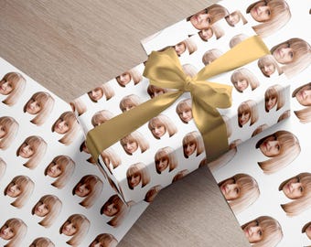 Funny Face Head Wrapping/Personalized Gift Wrap with Photo/Gift for Friends/Custom Wrapping Paper for Wedding/Birthday/Christmas/Event Party