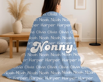 Personalisierte Kinder Name Decke, Benutzerdefinierte Gigi Decke, gemütliches Oma Geschenk, weiche Weihnachten Nursery werfen, Neugeborene Baby Name Decke, Muttertagsgeschenk