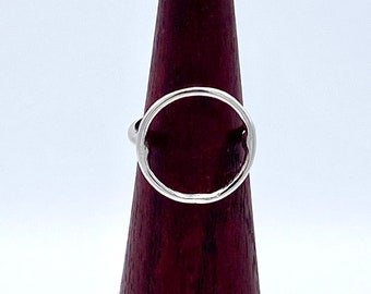 Circle Geometric Ring/ Circle Sterling Silver/ 6 1/2 Sterling Silver Ring / Round Sterling Silver Ring