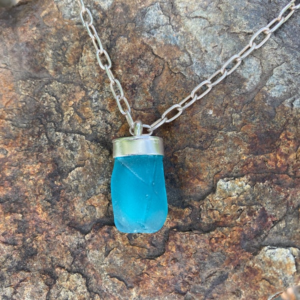 Turquoise seaglass necklace / Turquoise Sea Glass Pendant / Sea Glass Jewelry / Mother’s Day Jewelry