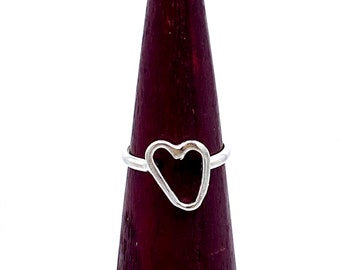 Small Heart Ring / Sterling Silver Heart Ring / Size 4 1/2 MIDI Heart Ring