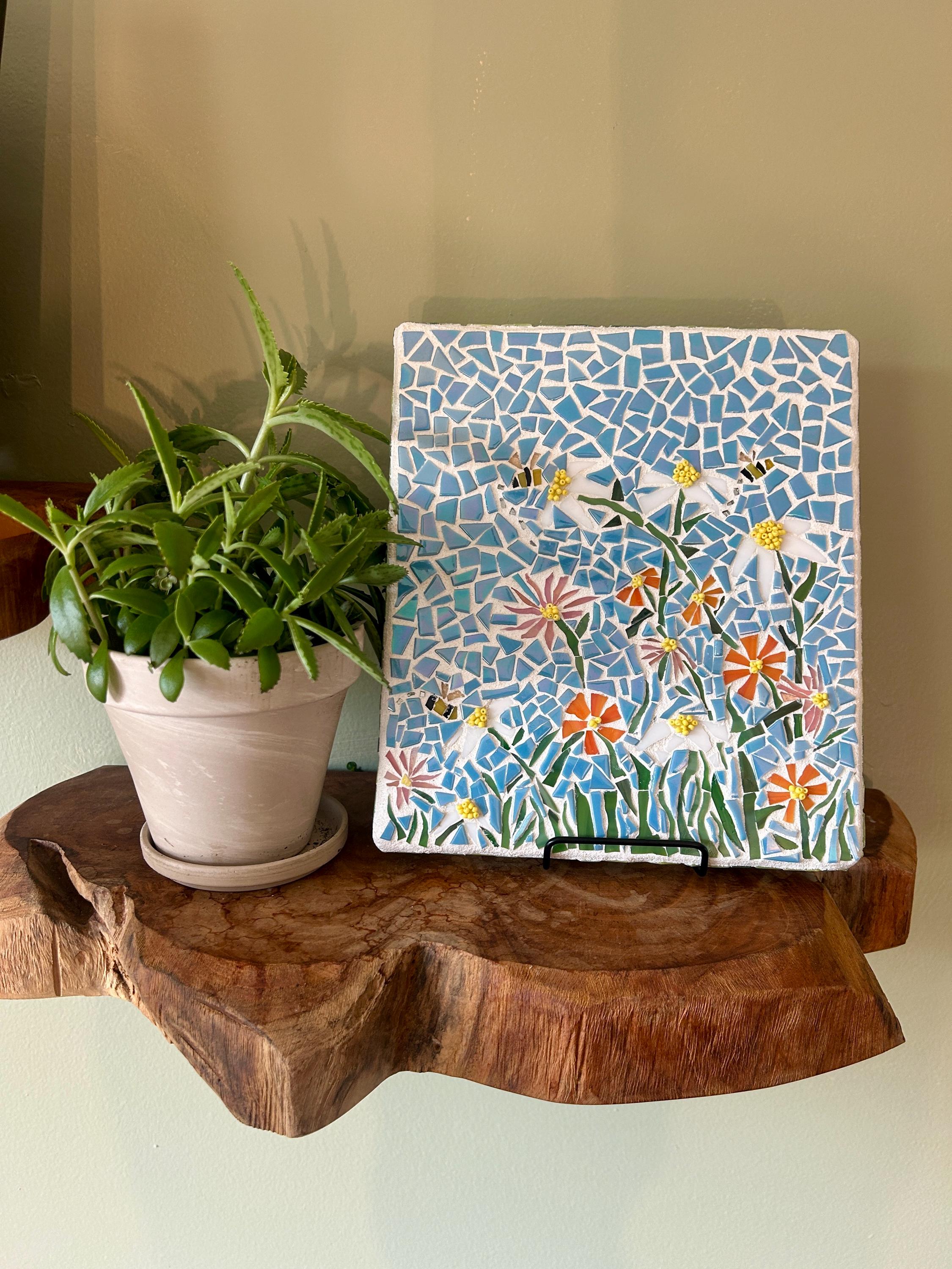 Mixed Flower Mosaic Wall Art- 8.5x9.5 inches
