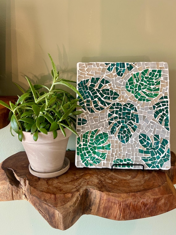 Monstera Mosaic Wall Art  Handmade 8.5x9.5 Green Leaf Tile Mural, Ready to  Hang - Etsy