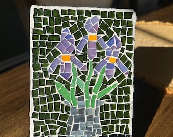 Mosaik mit lila Iris - 5x7 Zoll