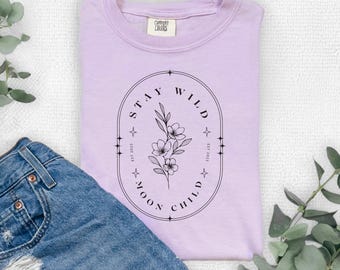 Stay Wild Moon Child Shirt: Comfort Colors Boho Graphic Tee