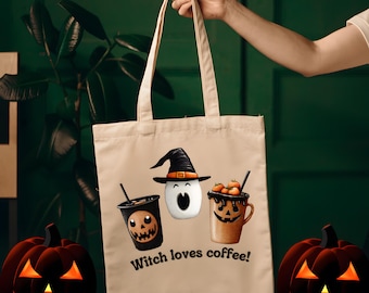 Halloween Coffee Cup Clipart Set: Witch Latte, Ghost Mug (PNG Download)