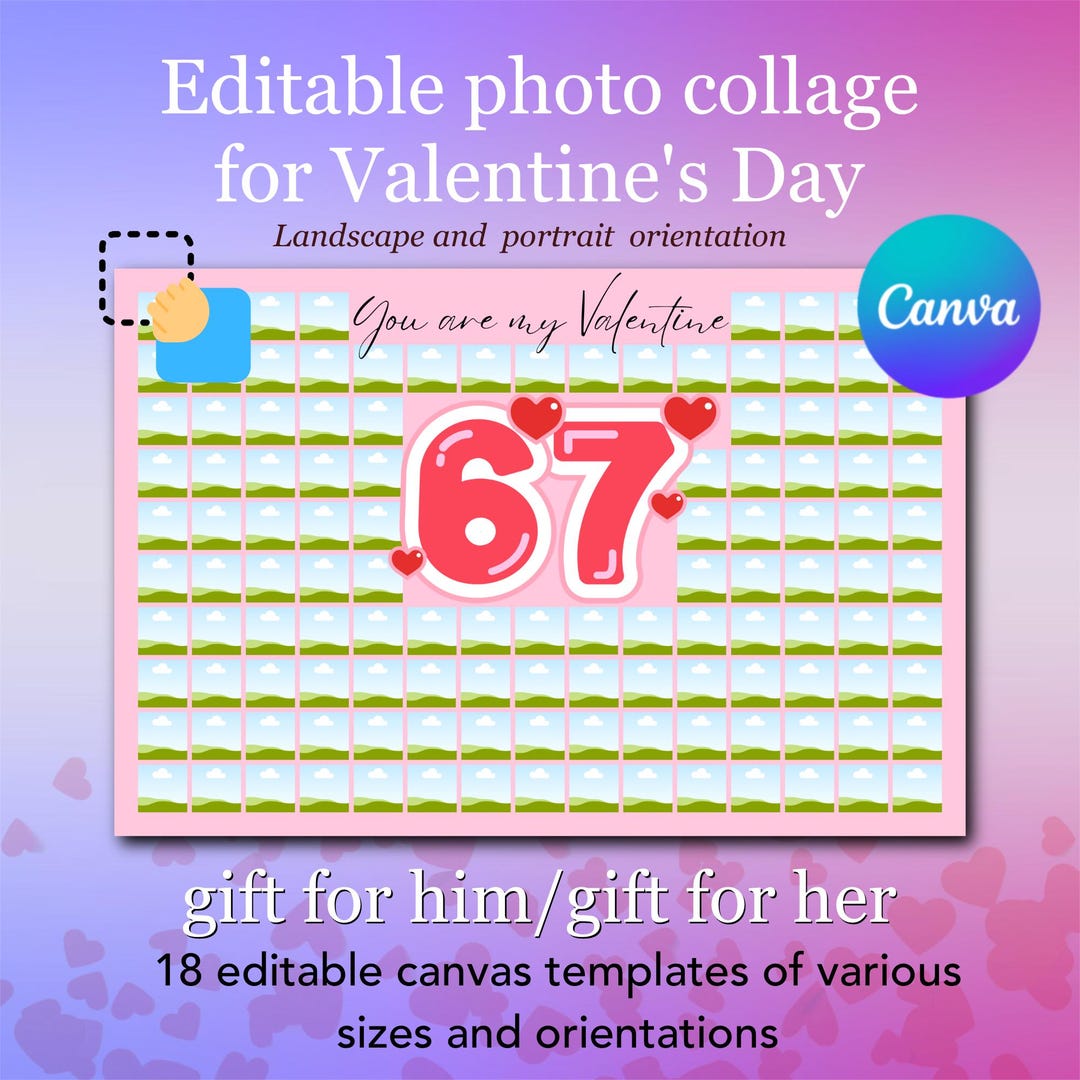 Editable Valentine's Day Photo Collage - Romantic Canva Template Gift ...
