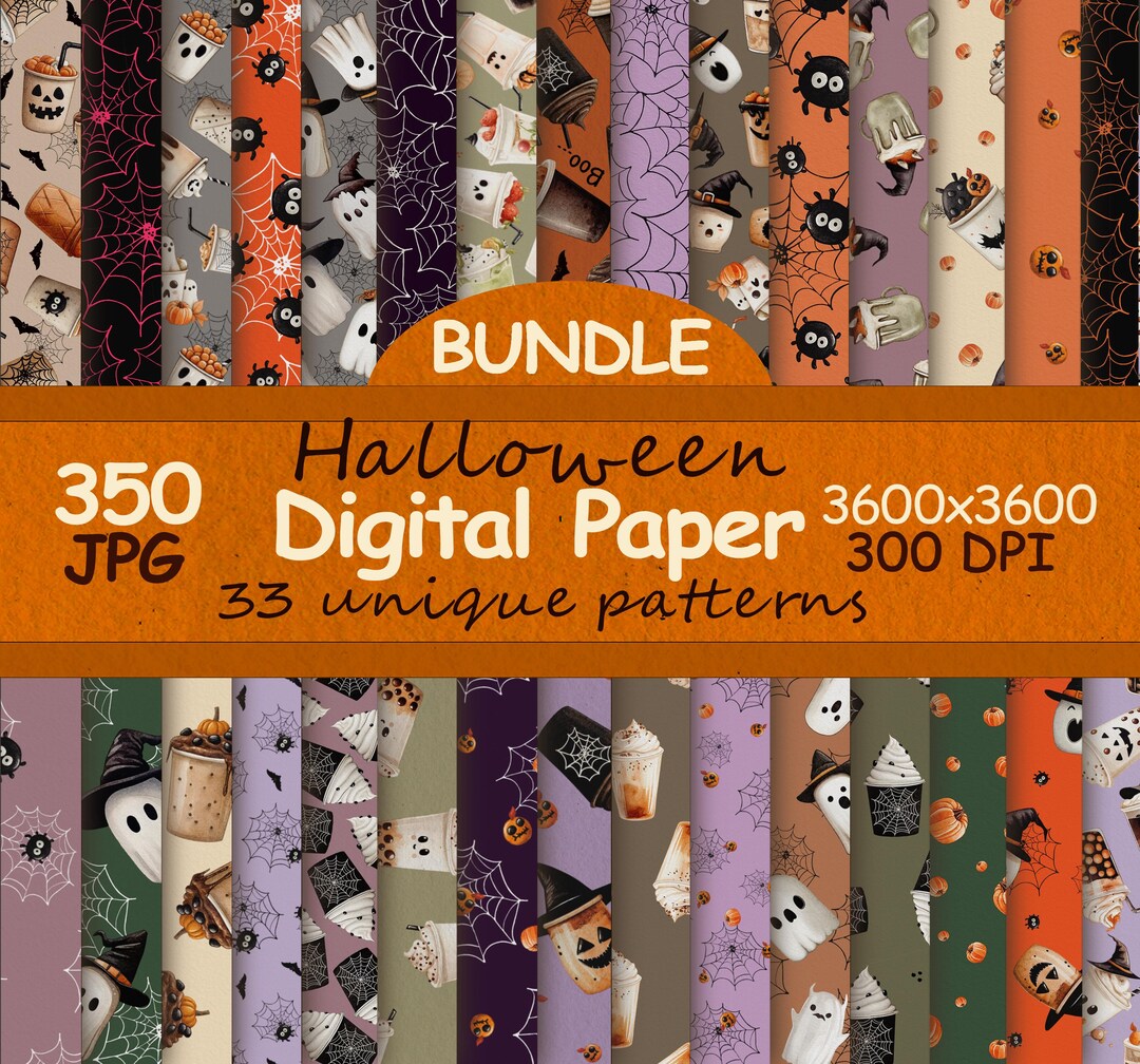 Halloween Digital Paper Bundle | Spider Web & Ghost Patterns (instant ...