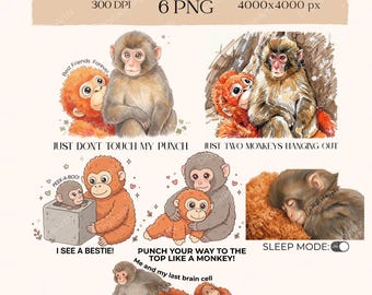 Punch Monkey PNG Bundle, Viral Plush Toy Clip Art (Digital Download)