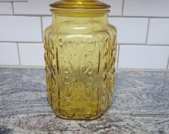 Tarro de boticario vintage de vidrio ámbar con pergamino Atterbury de LE Smith. Más información