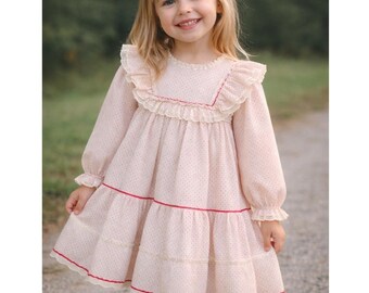 Robe vintage Bryan pour fille blanche à pois rouges Taille 4T Style # T458