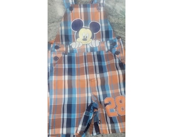 Salopette à carreaux Disney Mickey Mouse Y2K taille 24 mois