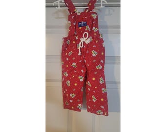 OshKosh B'gosh Salopette rouge vintage avec numéros de bateau, impression 6-9 m