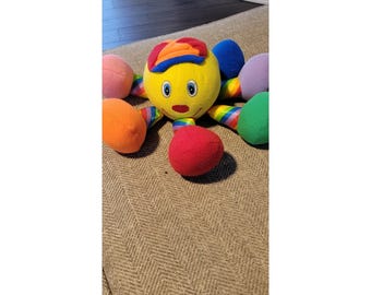 Jolly Toys vintage rare carillon arc-en-ciel en peluche pieuvre 1995 coffre à jouets pour bébé Einstein
