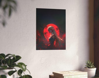 Zelda Blood Moon Queen Gaming Poster 12&quot; x 16&quot;in | gift for gamers | TotK, BotW, popular gaming gifts