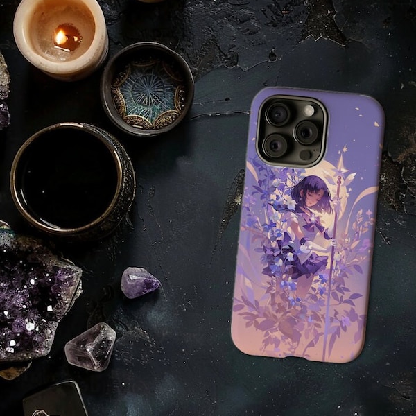 Sailor Saturn, Purple iPhone anime phone case, iPhone 15, 15 Pro, 15 Plus, 15 Pro Max Slim Phone Cases